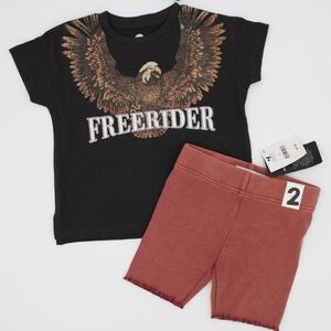 NWT Cotton On Kids Girls 2T 2pc Set – Black & Peach